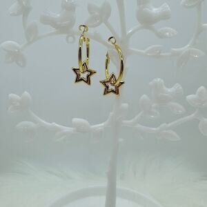 Classic Star Stainless Steel Hollow Pentagram Hoop Earrings